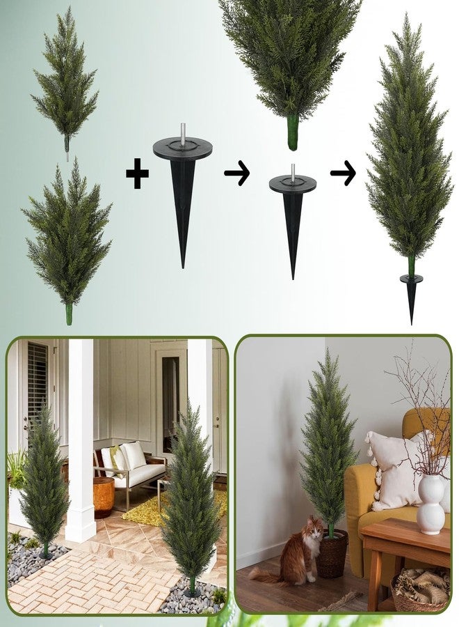 MHMJON 3.6FT Fake Topiary Trees Artificial Outdoor 2 Pcs Faux Cedar Tree UV Resistant Shrubs for Outdoor Patio, Porch, Garden Indoor Planters Home Decoration - Image 4